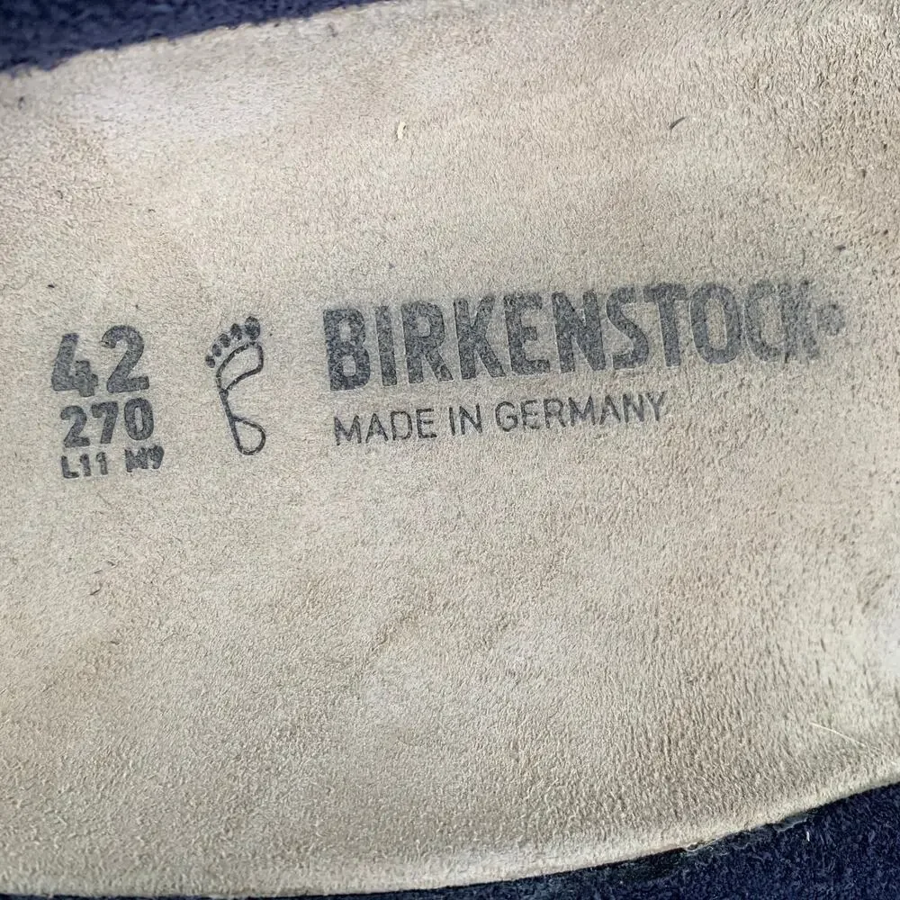 BIRKENSTOCK Size 9 Navy Khaki Mixed Fabrics Suede Slide Sandals
